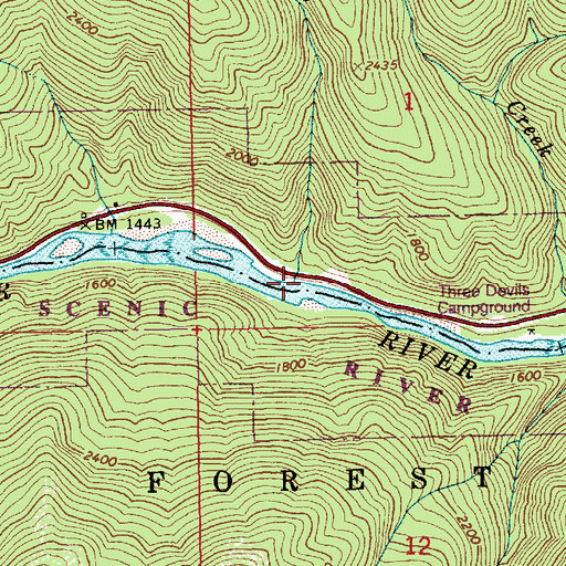 Topographic Map of Bridge Creek, ID