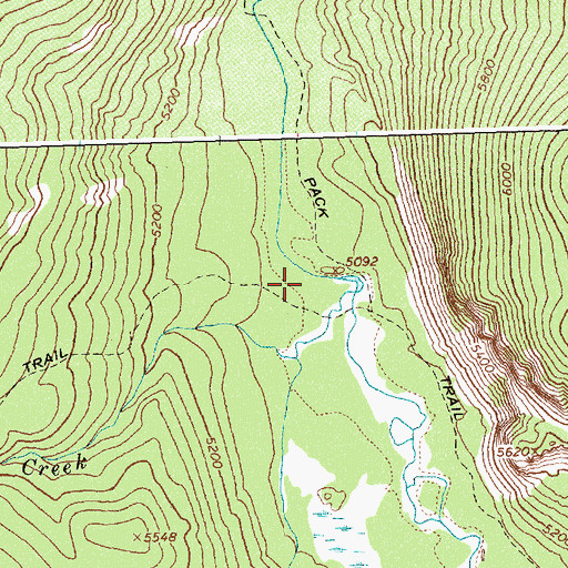 Topographic Map of Bridge Creek, ID