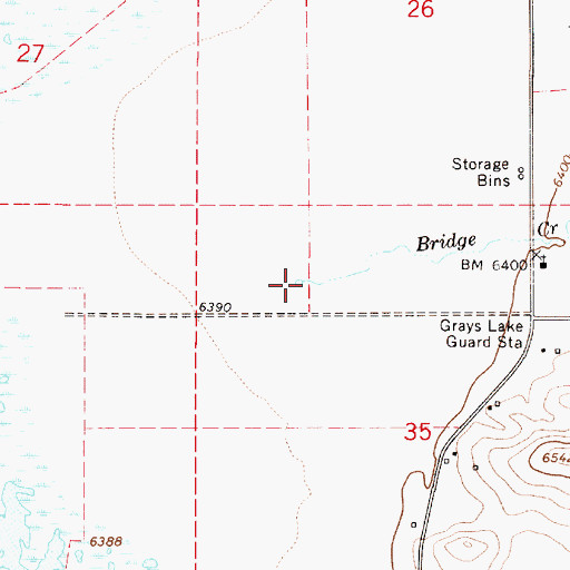 Topographic Map of Bridge Creek, ID
