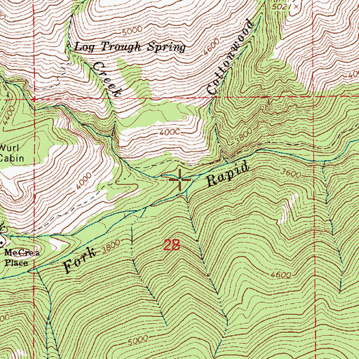 Topographic Map of Bridge Creek, ID