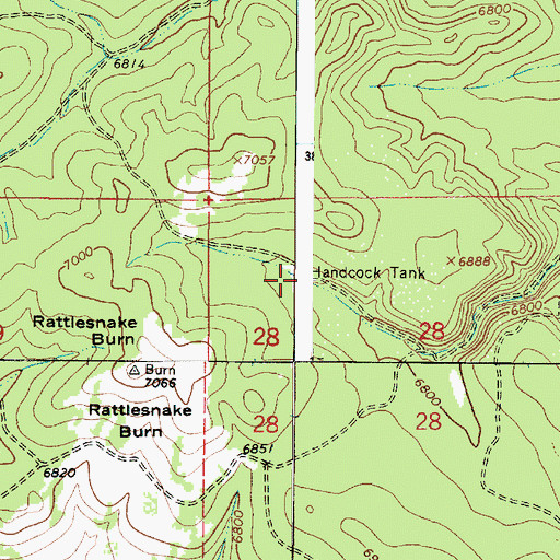Topographic Map of Handcock Tank, AZ