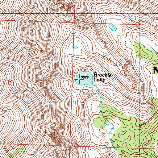 Topographic Map of Brockie Lake, ID