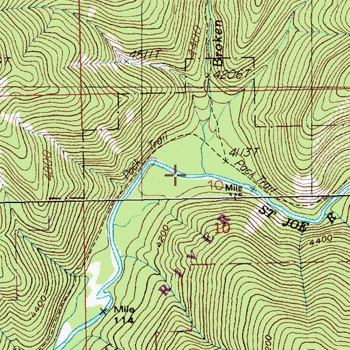 Topographic Map of Broken Leg Creek, ID