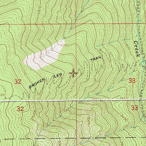 Topographic Map of Broken Leg Trail, ID