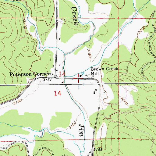 Topographic Map of Brown Creek Mill, ID