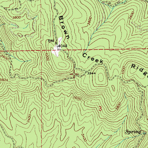 Topographic Map of Brown Creek Ridge, ID