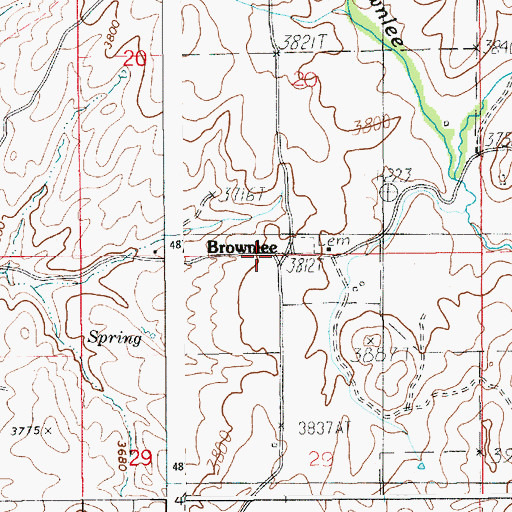Topographic Map of Brownlee, ID