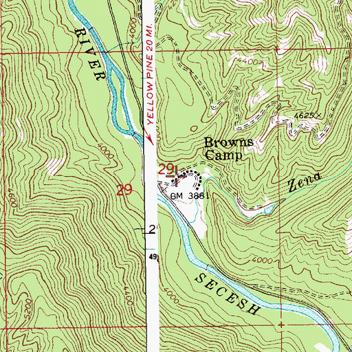 Topographic Map of Browns Camp, ID