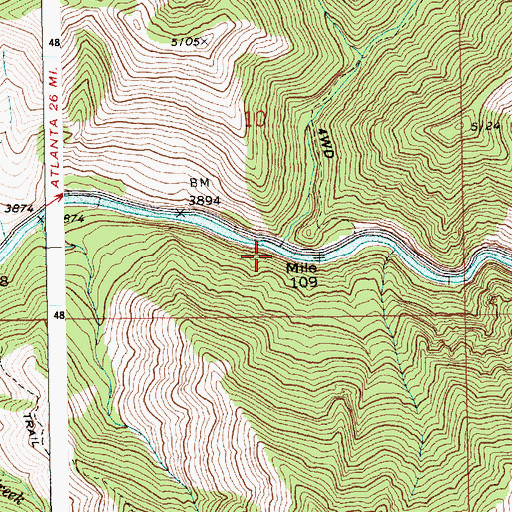 Topographic Map of Browns Creek, ID