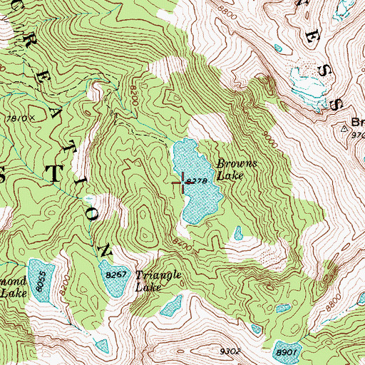 Topographic Map of Browns Lake, ID