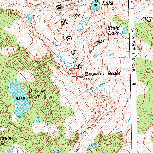 Topographic Map of Browns Peak, ID