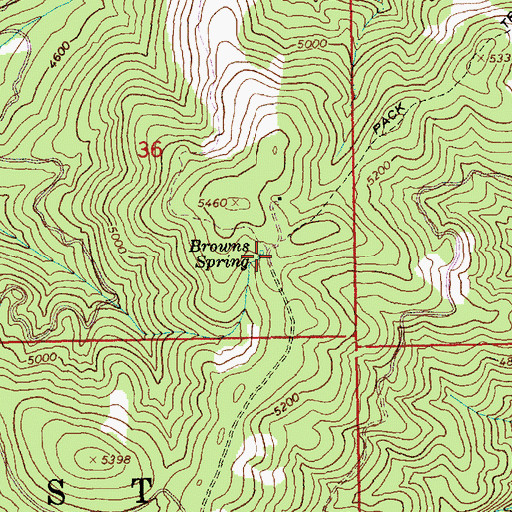 Topographic Map of Browns Spring, ID