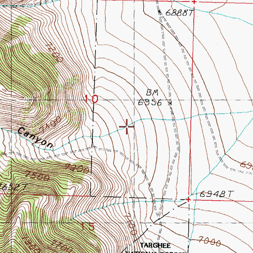 Topographic Map of Bruce Canyon, ID