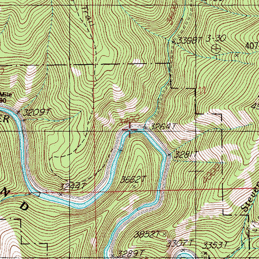 Topographic Map of Bruin Creek, ID
