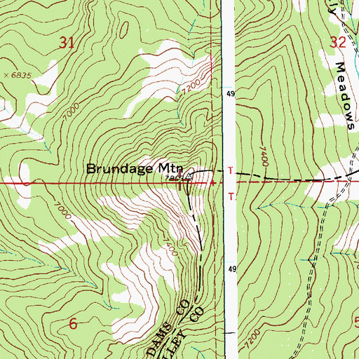 Topographic Map of Brundage Mountain, ID
