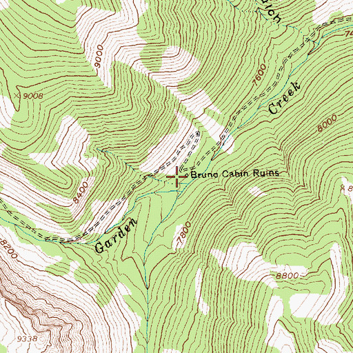 Topographic Map of Bruno Cabin Ruins, ID