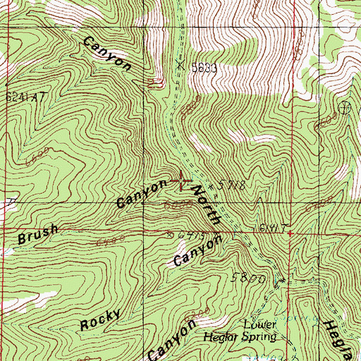 Topographic Map of Brush Canyon, ID