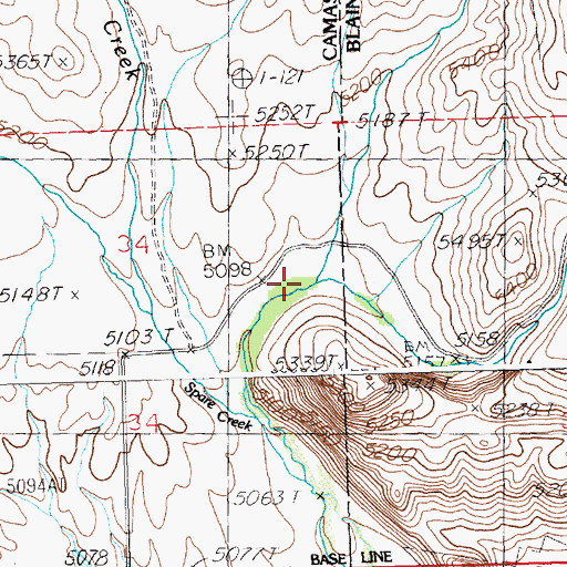 Topographic Map of Brush Creek, ID