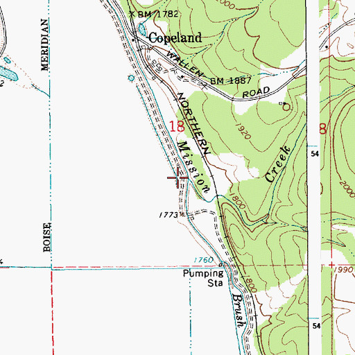 Topographic Map of Brush Creek, ID