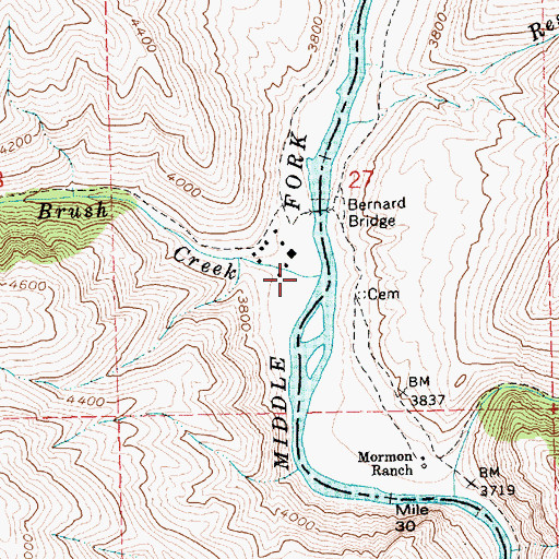 Topographic Map of Brush Creek, ID