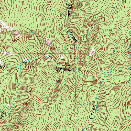 Topographic Map of Brush Creek, ID