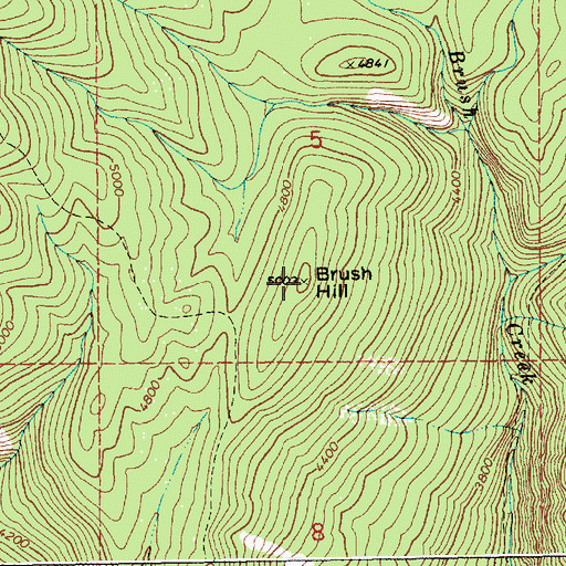 Topographic Map of Brush Hill, ID