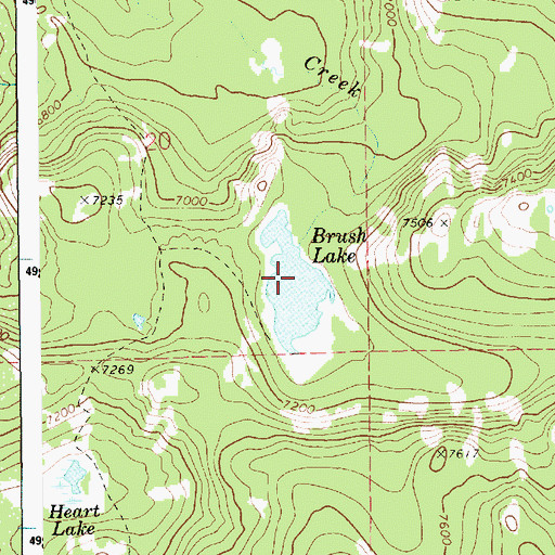 Topographic Map of Brush Lake, ID