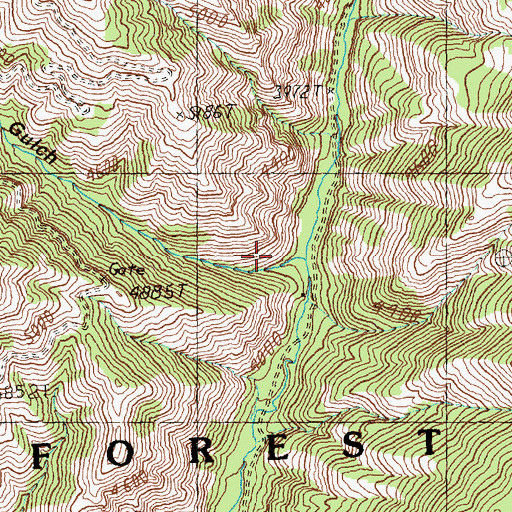 Topographic Map of Brushy Gulch, ID
