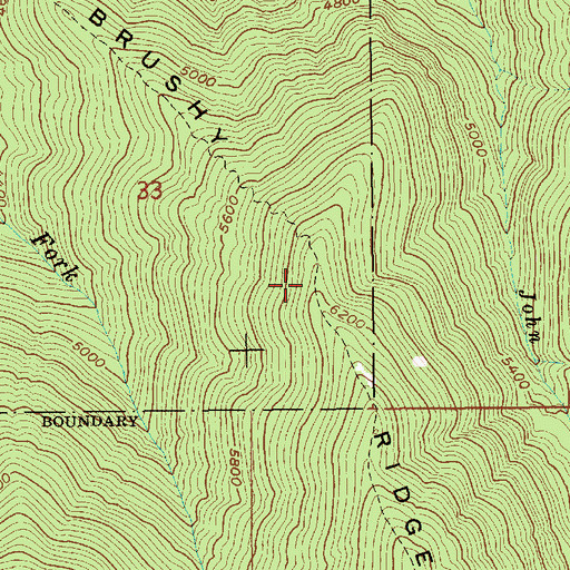 Topographic Map of Brushy Ridge, ID