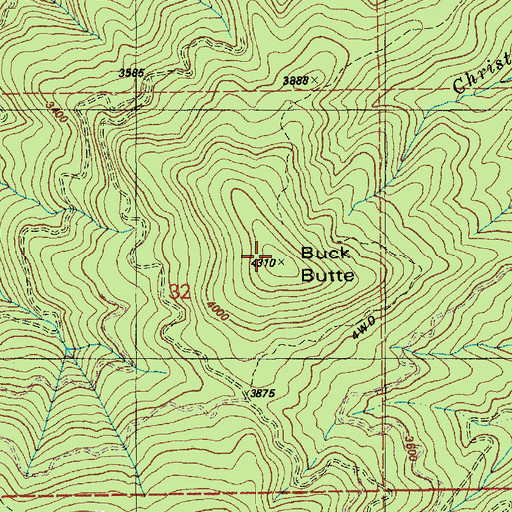 Topographic Map of Buck Butte, ID