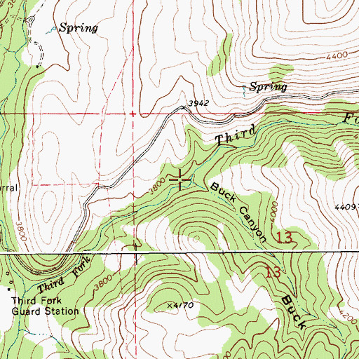 Topographic Map of Buck Canyon, ID