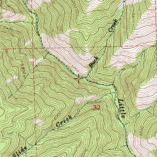 Topographic Map of Buck Creek, ID