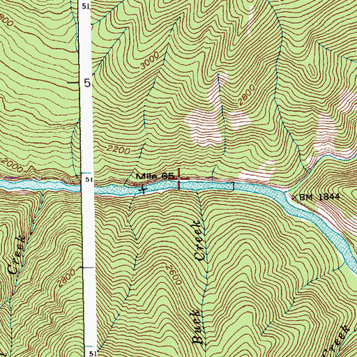 Topographic Map of Buck Creek, ID