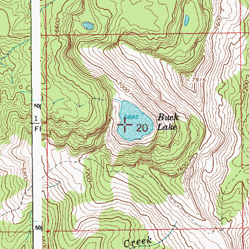 Topographic Map of Buck Lake, ID