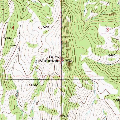 Topographic Map of Buck Mountain, ID