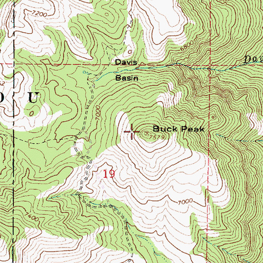 Topographic Map of Buck Peak, ID