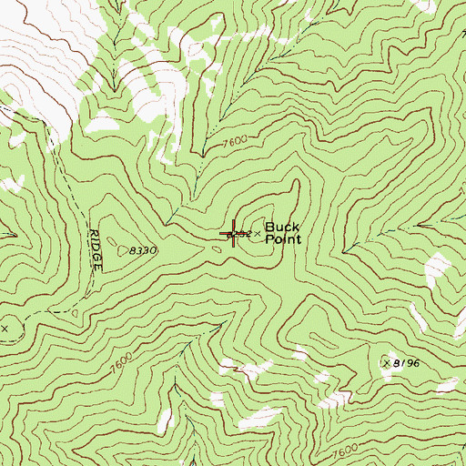 Topographic Map of Buck Point, ID