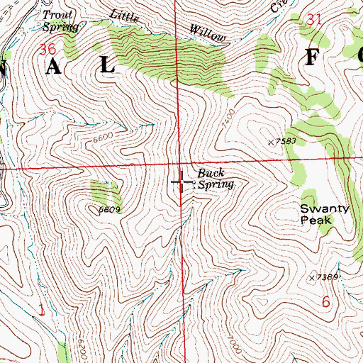 Topographic Map of Buck Spring, ID