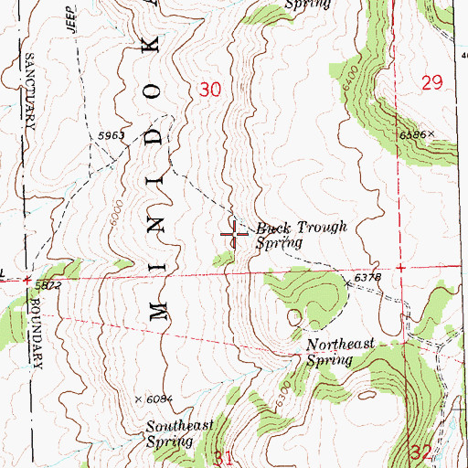 Topographic Map of Buck Trough Spring, ID