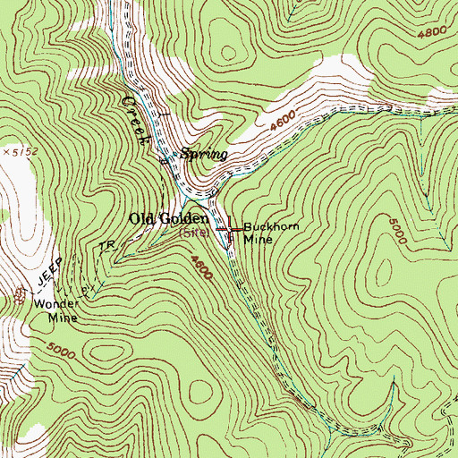 Topographic Map of Buckhorn Mine, ID