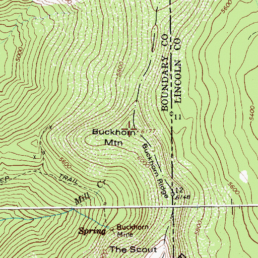 Topographic Map of Buckhorn Mountain, ID