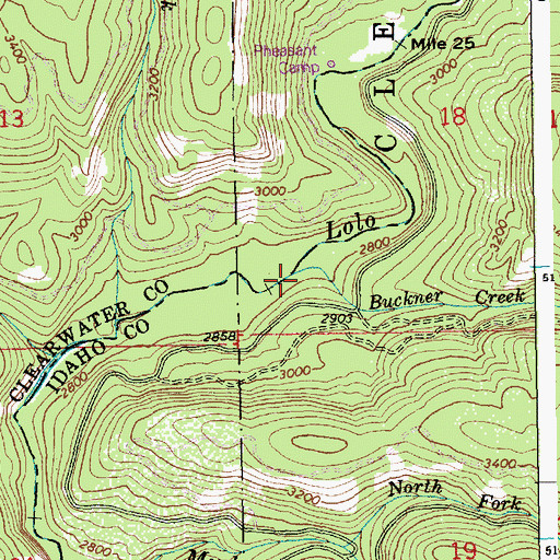 Topographic Map of Buckner Creek, ID
