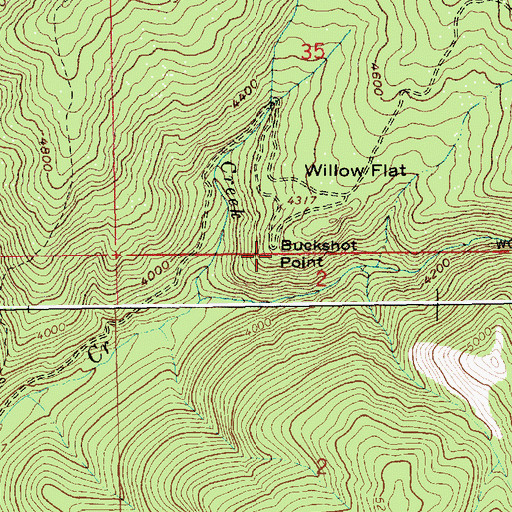 Topographic Map of Buckshot Point, ID