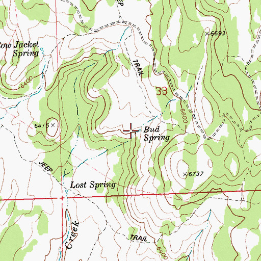 Topographic Map of Bud Spring, ID