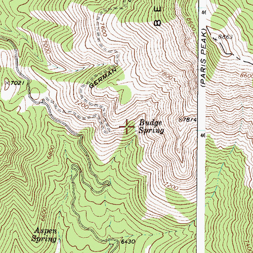 Topographic Map of Budge Spring, ID