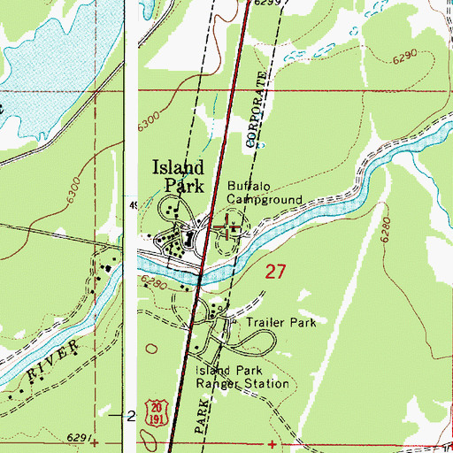 Topographic Map of Buffalo Campground, ID