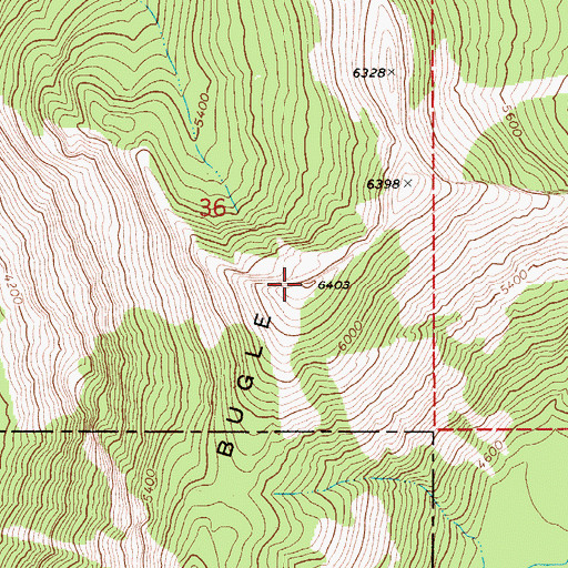 Topographic Map of Bugle Ridge, ID