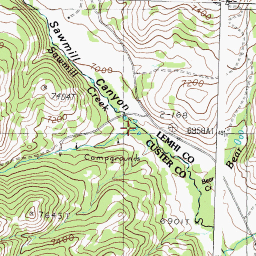 Topographic Map of Bull Creek, ID