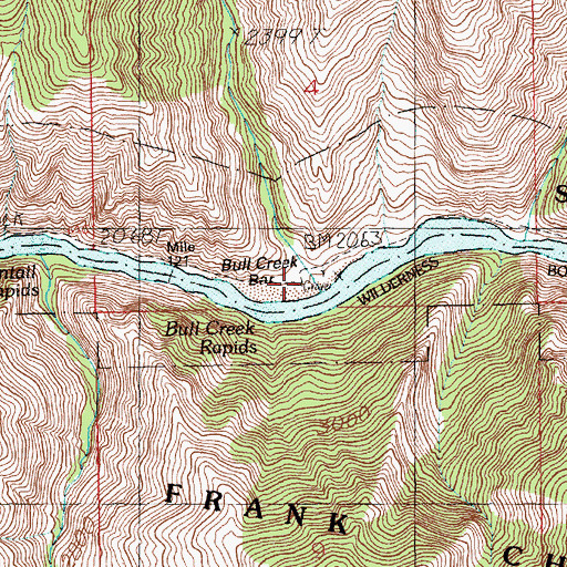 Topographic Map of Bull Creek, ID