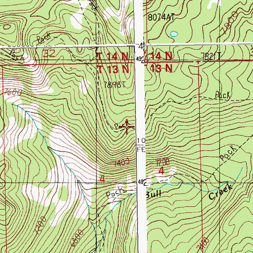 Topographic Map of Bull Creek Trail, ID